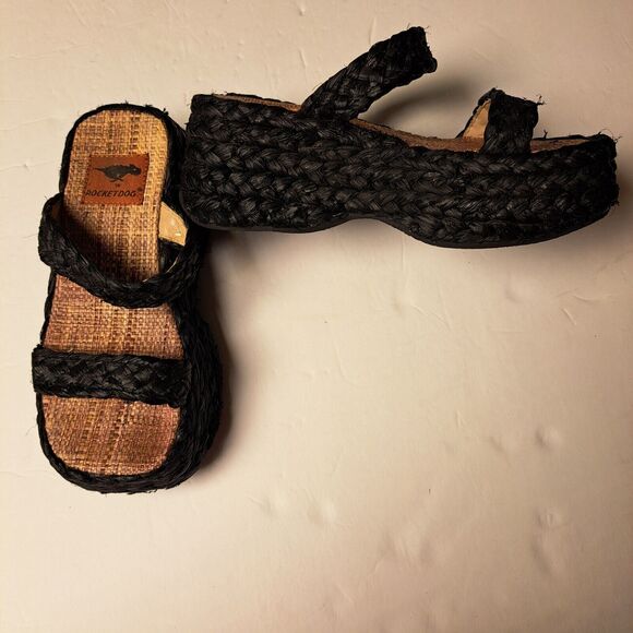 Rocket Dog Chunky Platform ESPADRILLES WOMENS SIZE 6 Black 90s Y2K party beach - Picture 4 of 11